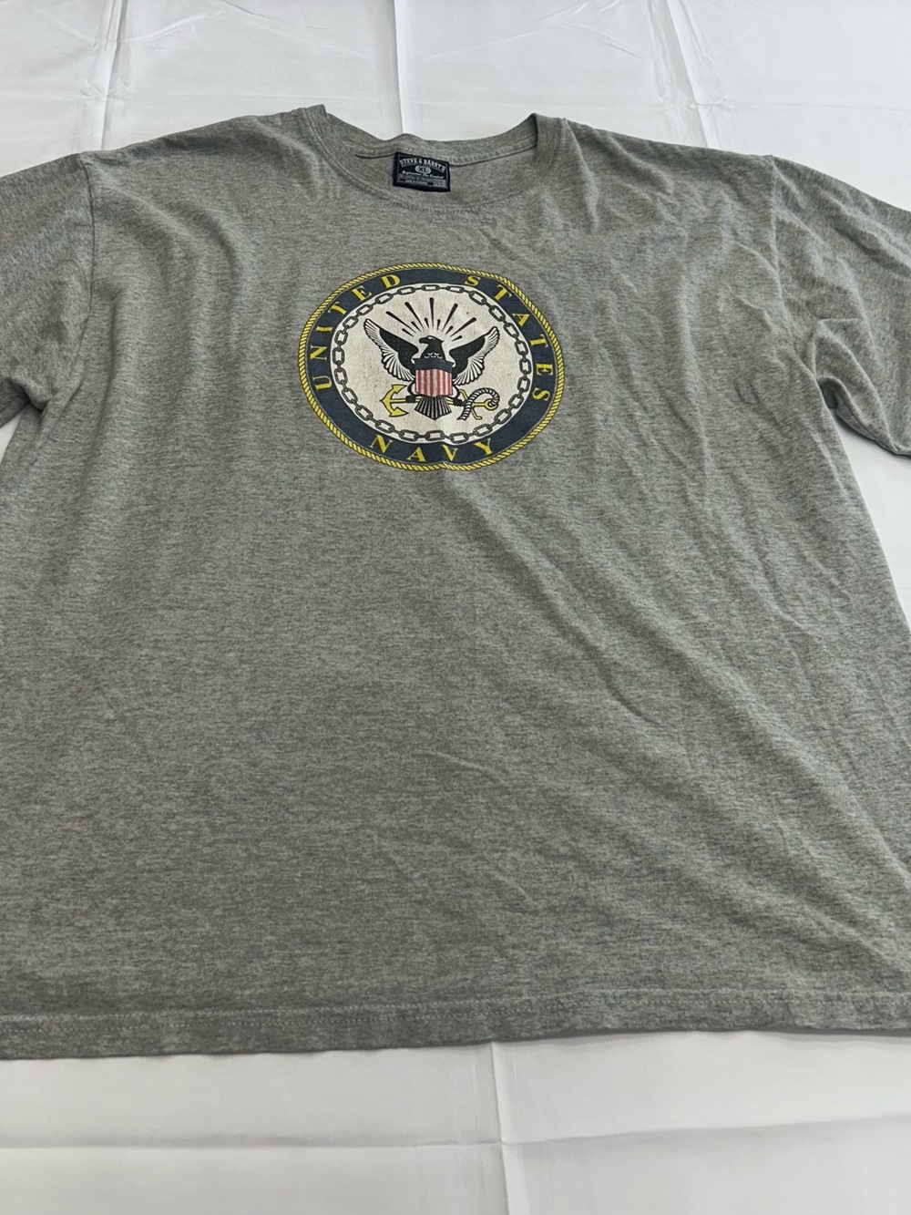 Vintage Y2K Steve & Barry’s US Navy Graphic T-Shirt Grey XL